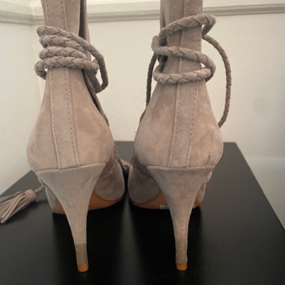 SCHUTZ FADHILA SUEDE  TASSEL ACCENTS BOOTS SIZE 9.5 (GRAY/TAN) - Picture 3 of 5